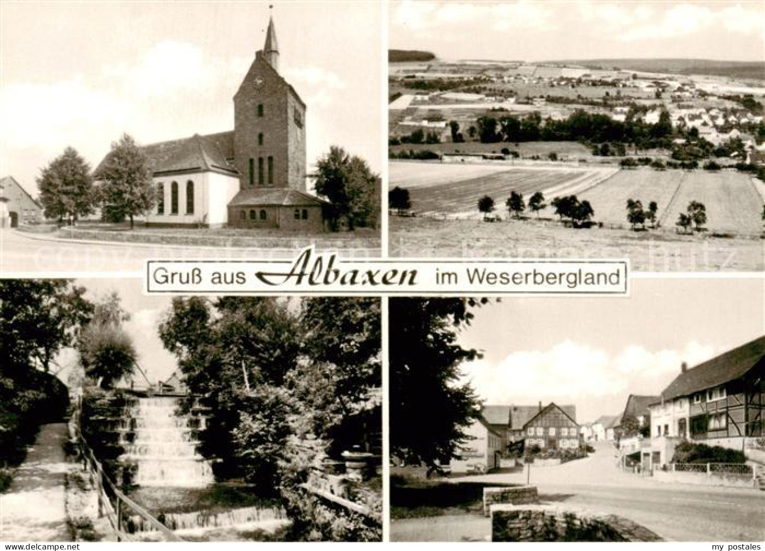 73854811 Albaxen Kirche Panorama Staustufen Strassenpartie Albaxen - Höxter