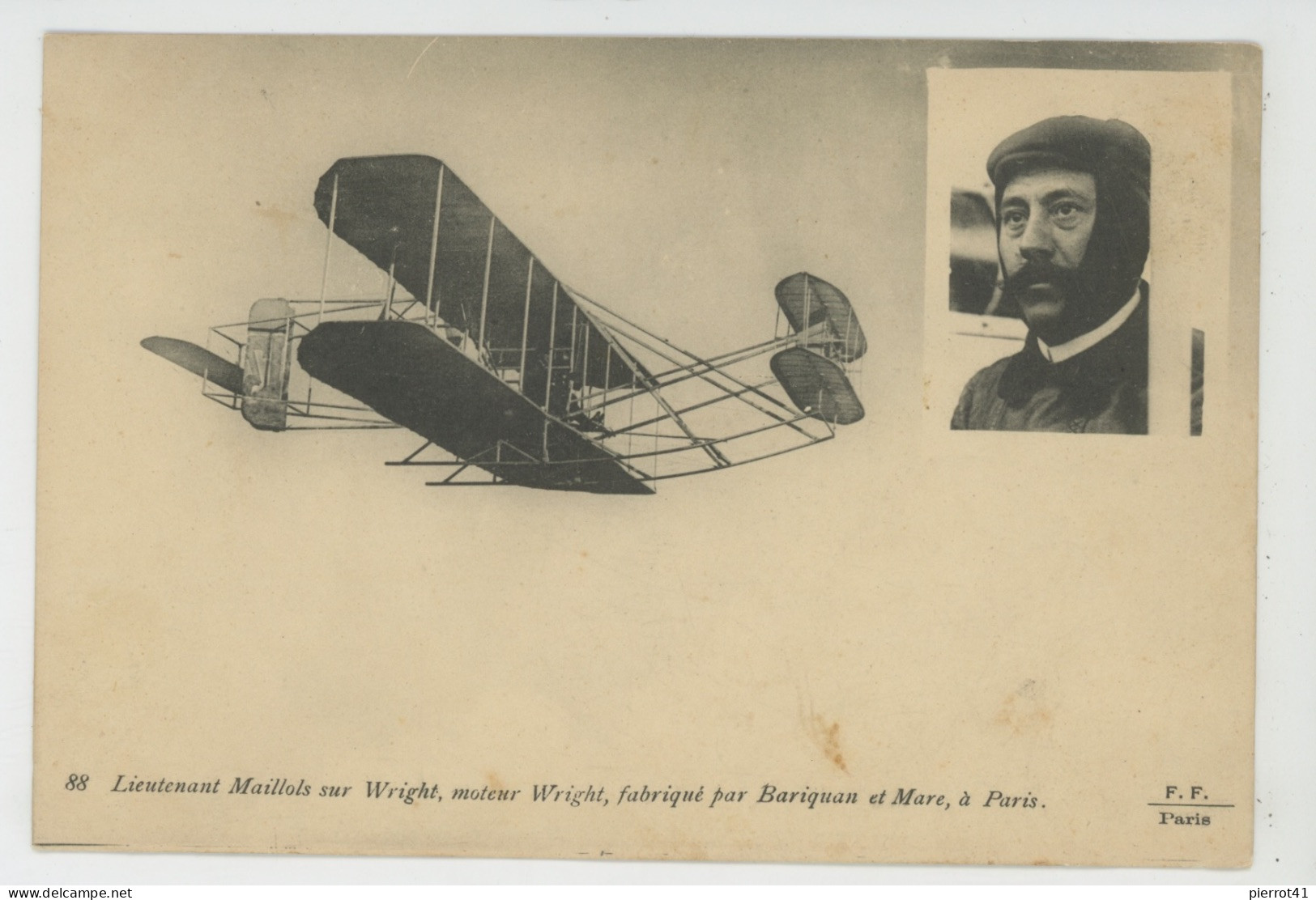 AVIATION - Lieutenant MAILLOLS Sur WRIGHT , Moteur WRIGHT , Fabriqué Par Bariquan Et Mare, à PARIS - ....-1914: Vorläufer