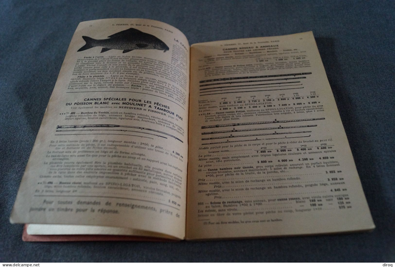 RARE ancien catalogue de pêche 1955,L. Perrott,88 pages,21,5 Cm./13,5 Cm. très bel état de collection