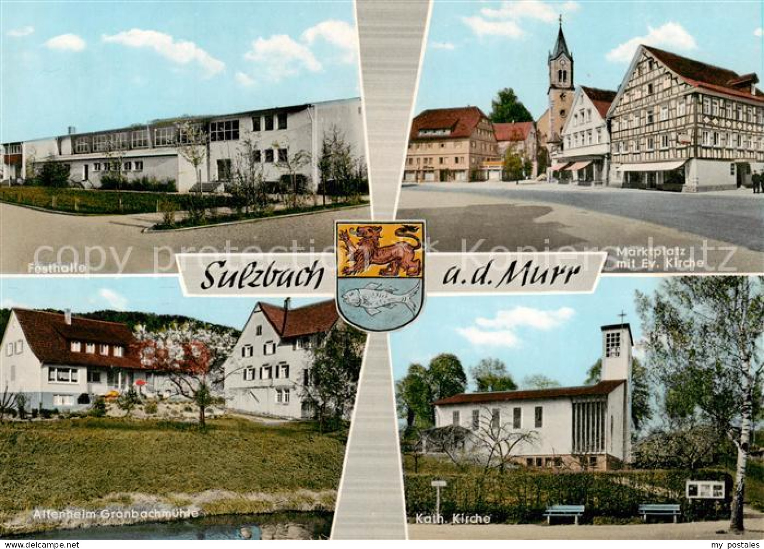 73854767 Sulzbach Murr Schloss Lautereck Marktplatz Mit Ev Kirche Kath Kirche Fe - Autres & Non Classés