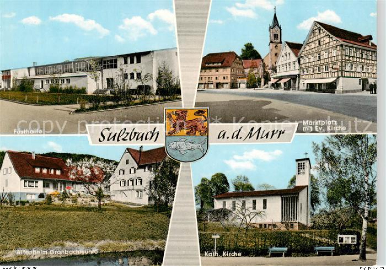 73854766 Sulzbach Murr Schloss Lautereck Marktplatz Mit Ev Kirche Kath Kirche Fe - Autres & Non Classés