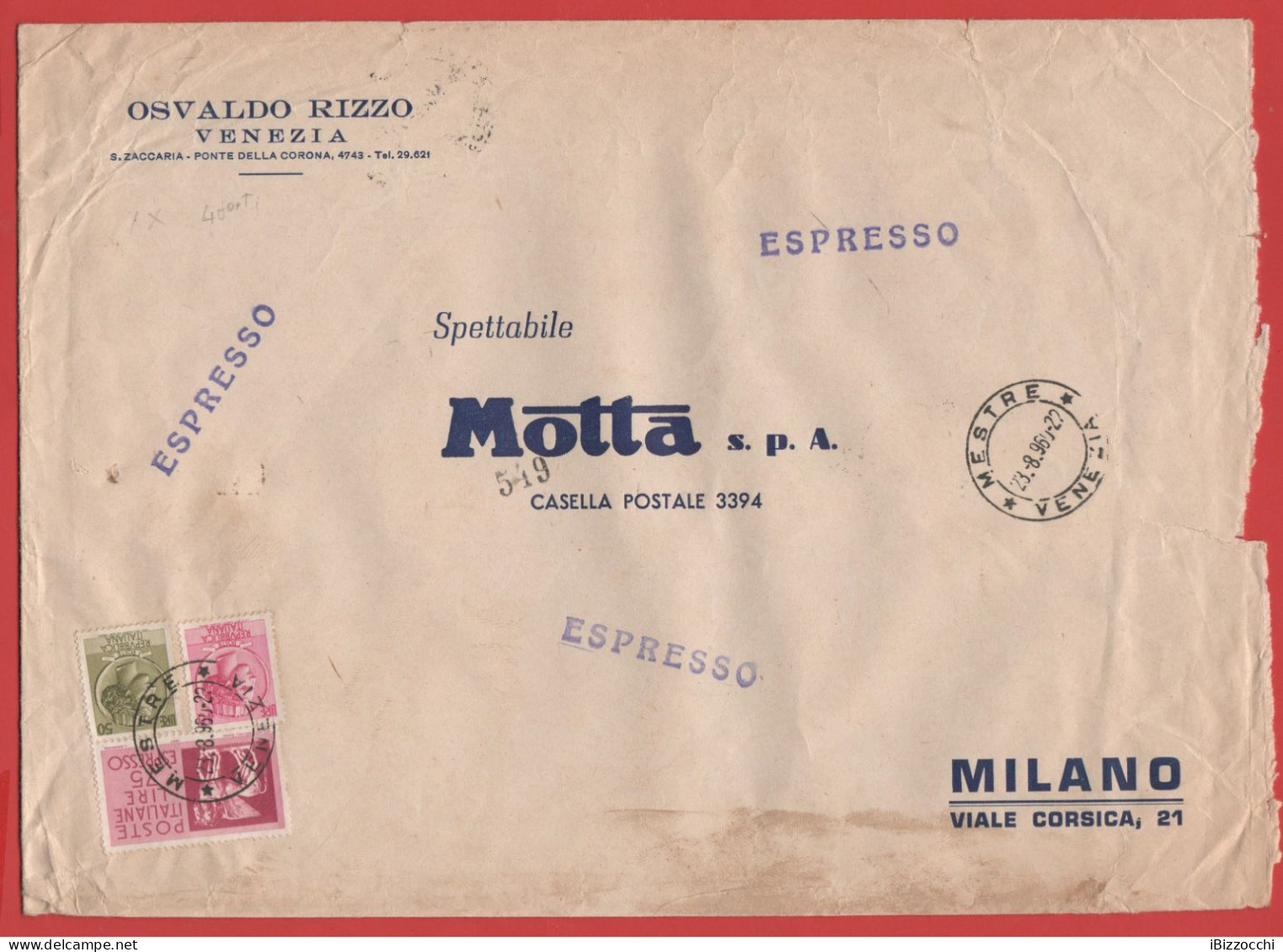 ITALIA - Storia Postale Repubblica - 1957 - 750 Coppia Di Cavalli Alati + 40 Antica Moneta Siracusana  + 50 Antica Monet - 1946-60: Marcofilie