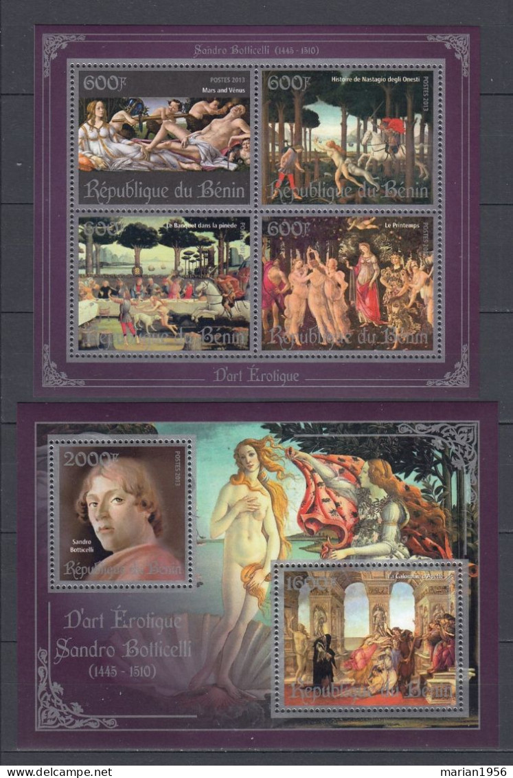 Benin 2013 - Peinture - D'art Erotique - SANDRO BOTTICELLI - BL + BF  - MNH - Nus