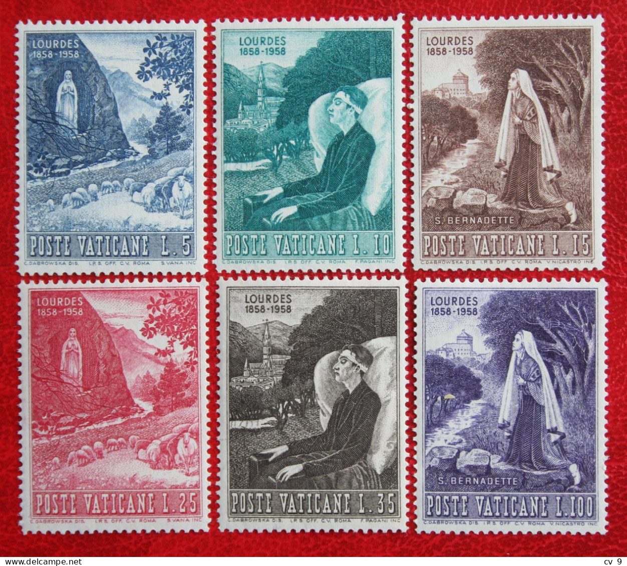 100 Anniv Revelation Lourdes 1958 Mi 282-287 Yv 251-256 Ongebruikt / MH * VATICANO VATICAN VATICAAN - Neufs