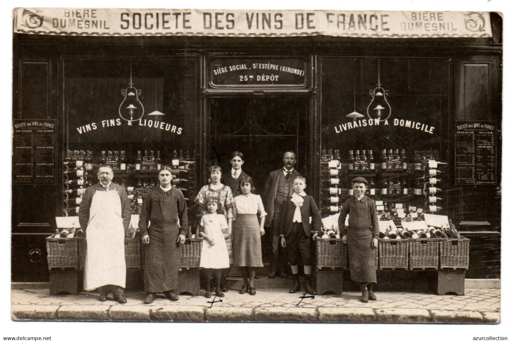 Devanture Du Magasin "Société Des Vins De France ". Carte Photo Animée Non Située ( Gironde ) - Winkels