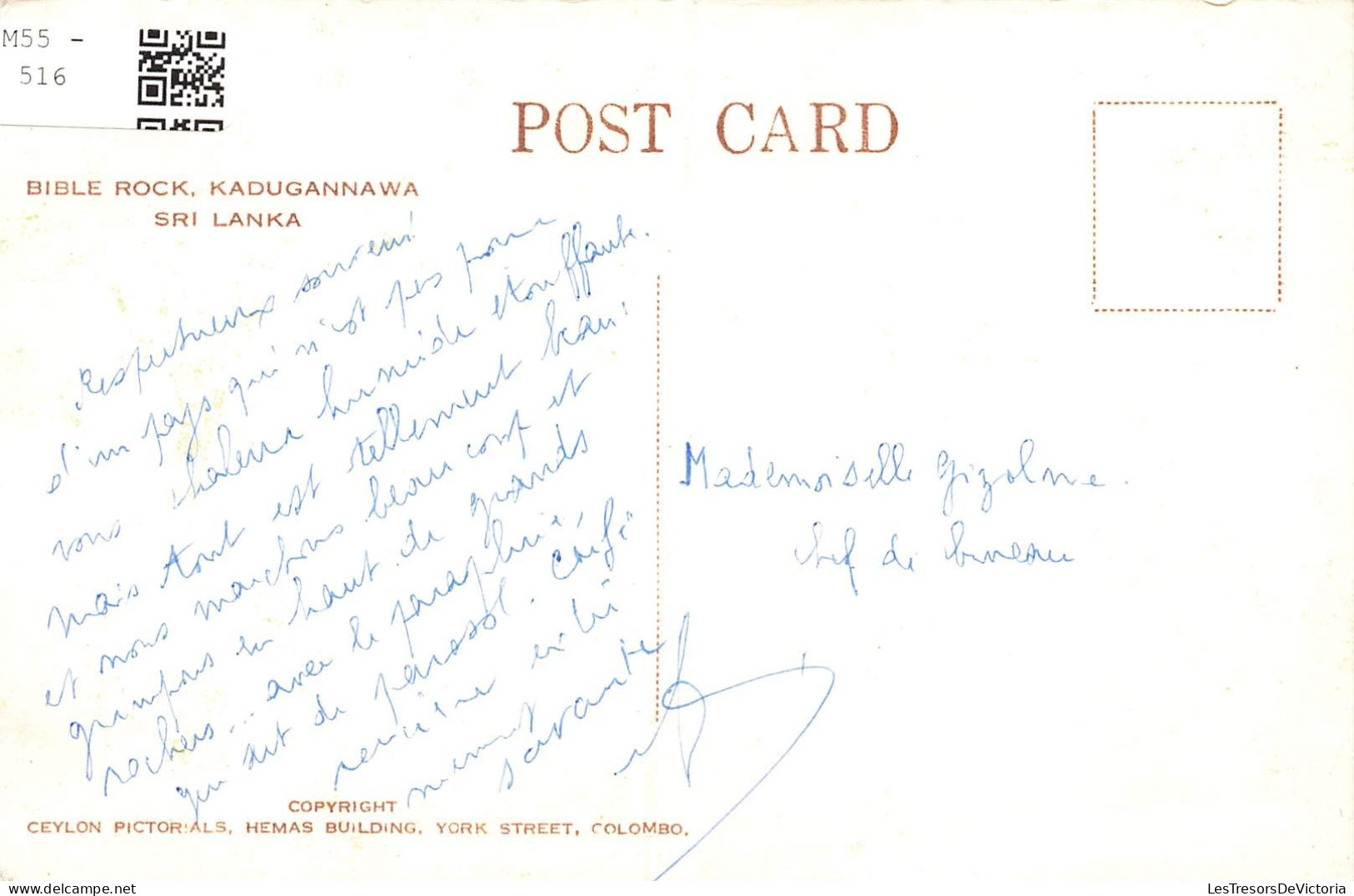 SRI LANKA (CEYLON) - Bible Rock - Kadugannawa - Sri Lanka - Colorisé - Carte Postale Ancienne - Sri Lanka (Ceylon)