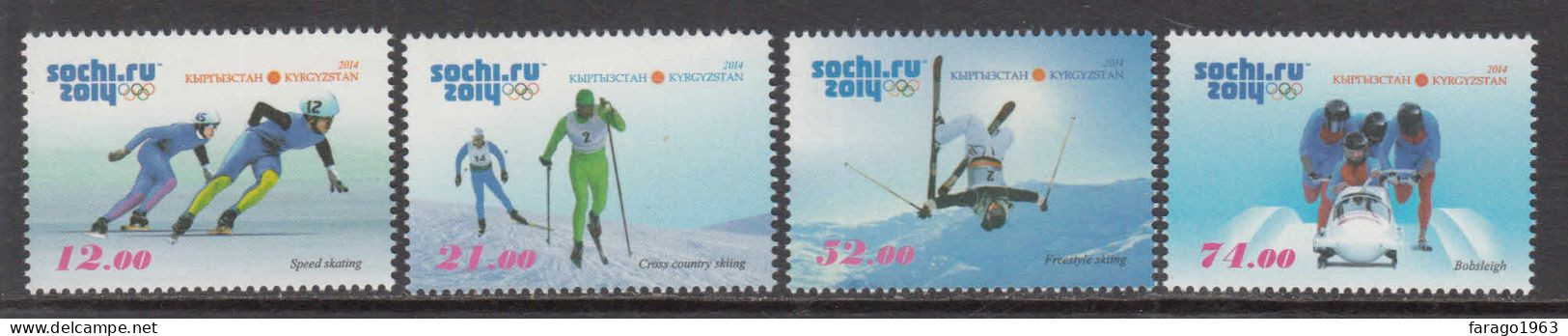 2014 Kyrgyzstan Sochi Winter Olympics Complete Set Of 4 MNH - Kirgizië