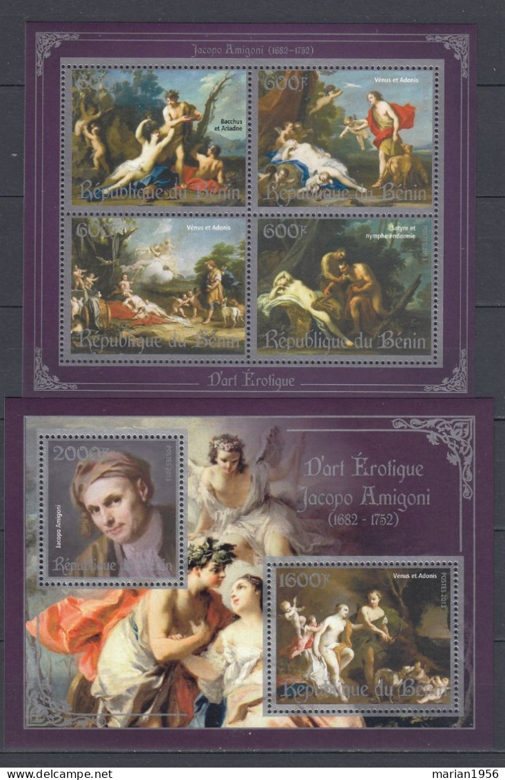 Benin 2013 - Peinture - D'art Erotique - JACOPO AMIGONI - BL + BF  - MNH - Aktmalerei