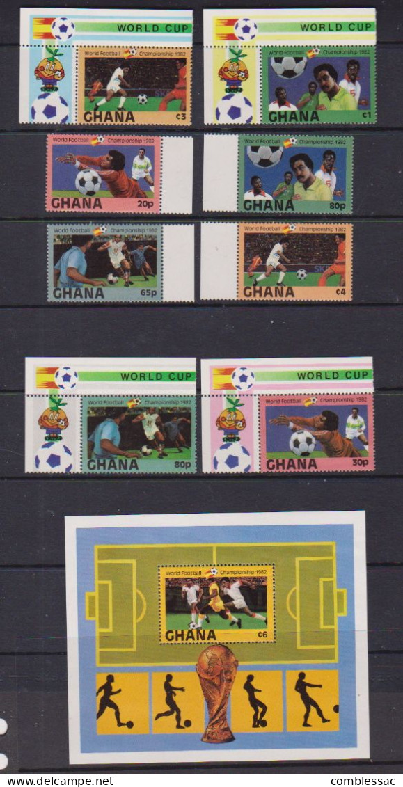 GHANA    1982      World  Cup  Football   Set  Of  8  +  Sheetlet    MNH - Ghana (1957-...)