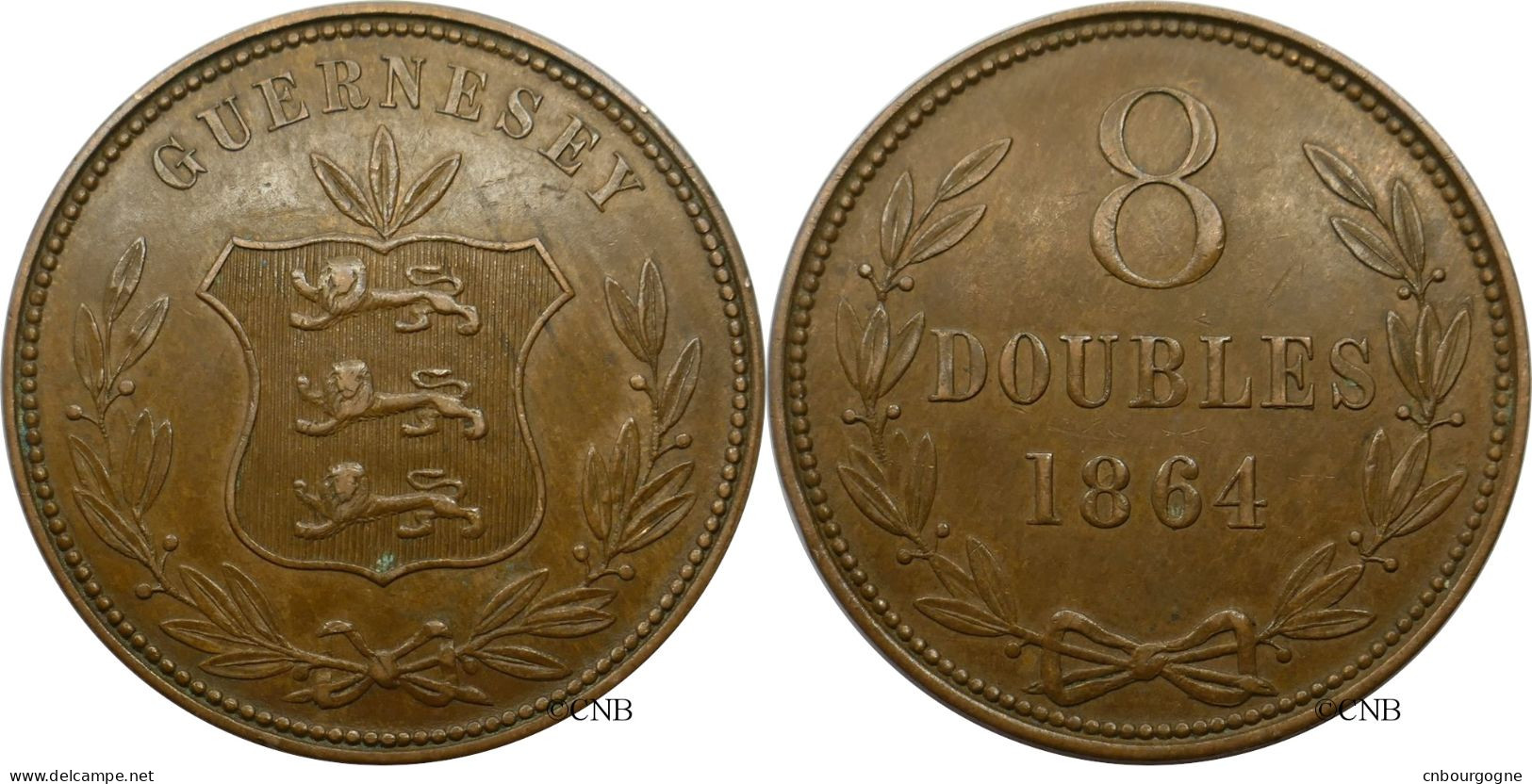 Guernesey - Baillage - Dépendance Britannique - 8 Doubles 1864 - TTB+/AU50 - Mon5797 - Guernesey