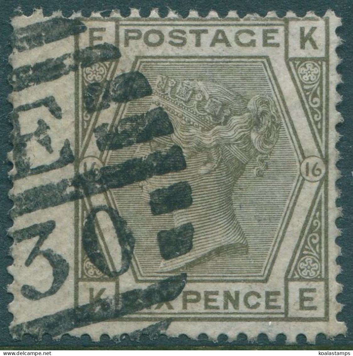 Great Britain 1873 SG147 6d Grey QV Plate 16 EKKE Wing FU - Other & Unclassified