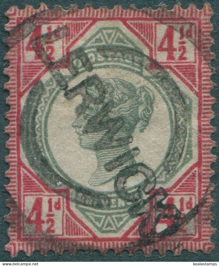 Great Britain 1887 SG206 4½d Green And Carmine QV #3 FU - Other & Unclassified