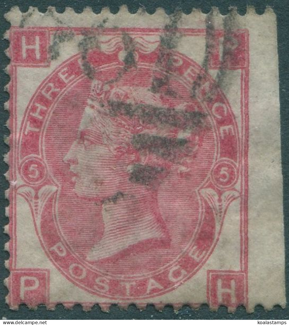 Great Britain 1873 SG143 3d Rose QV Plate 5 HPPH FU - Other & Unclassified