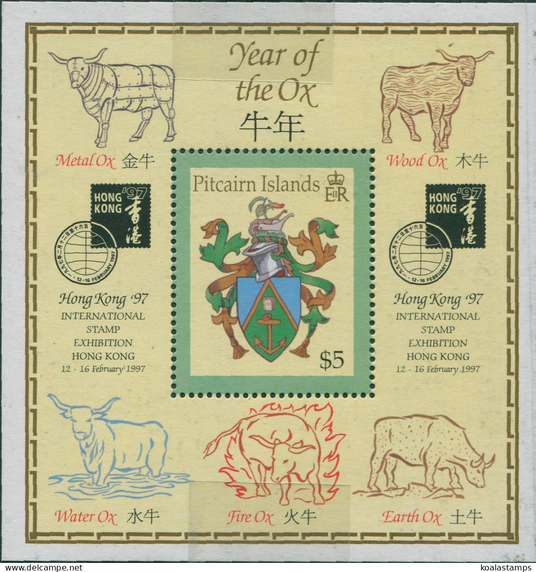 Pitcairn Islands 1997 SG510 Chinese New Year Of The Ox Hong Kong 97 Ovpt MS MNH - Pitcairninsel