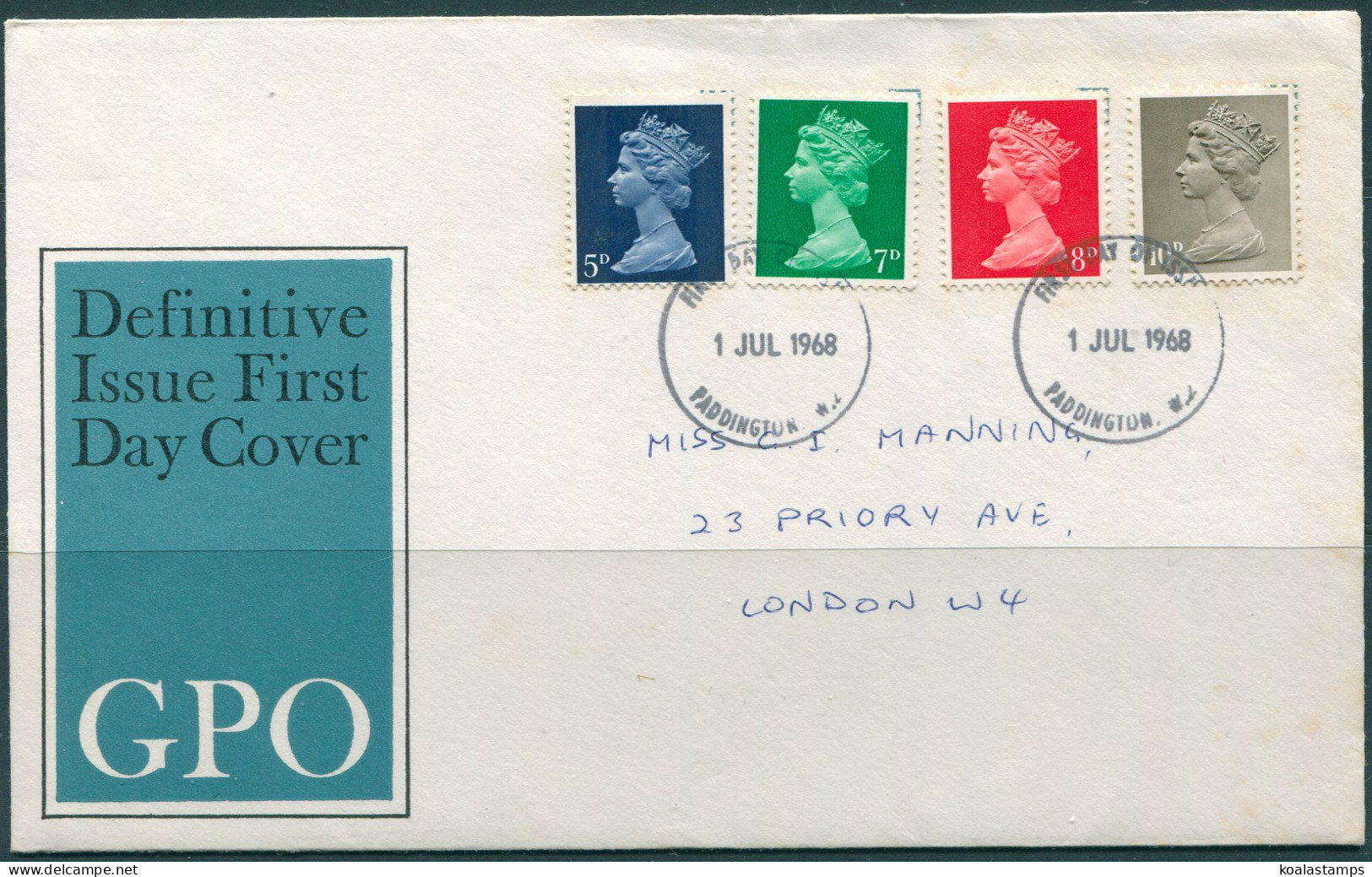 Great Britain 1967 SG735-741 Machins QEII (4) FDC - Ohne Zuordnung