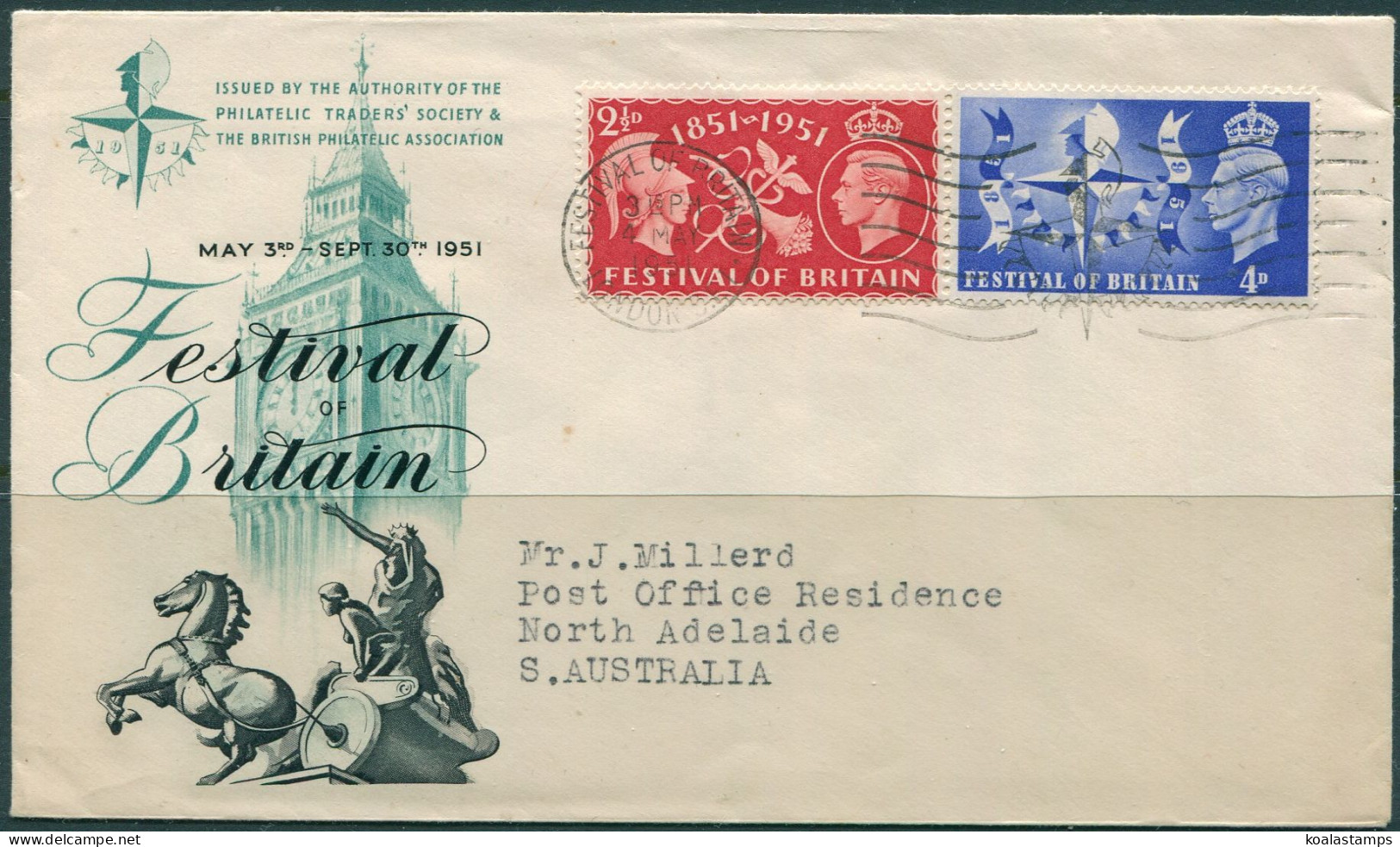 Great Britain 1951 SG513-514 Festival Of Britain Set On PTS COVER - Unclassified