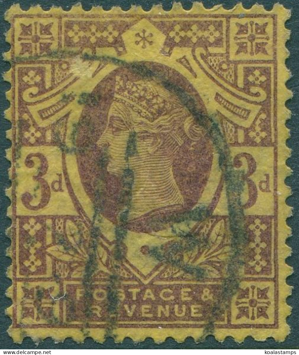 Great Britain 1887 SG202 3d Purple/yellow QV #1 FU - Otros & Sin Clasificación