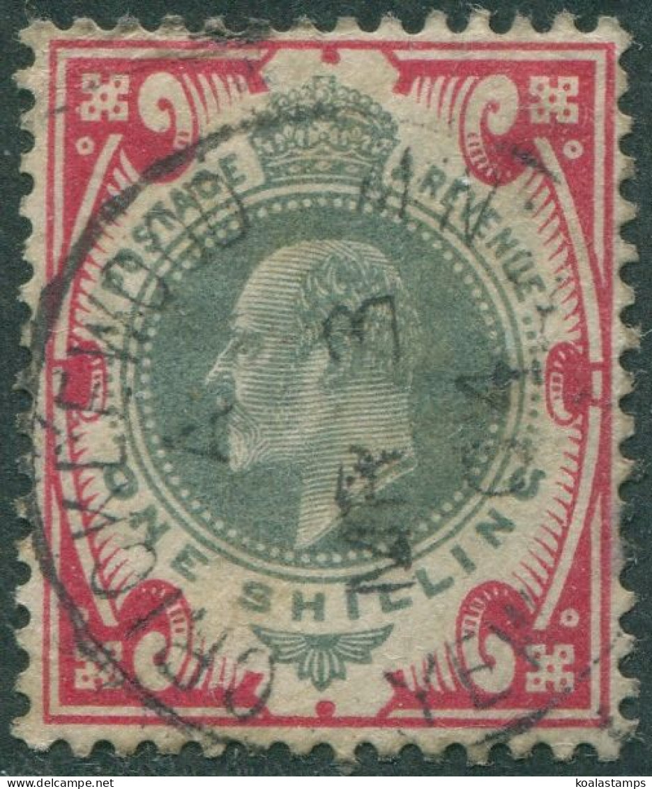 Great Britain 1902 SG257 1/- Dull Green And Carmine KEVII #1 FU - Unclassified