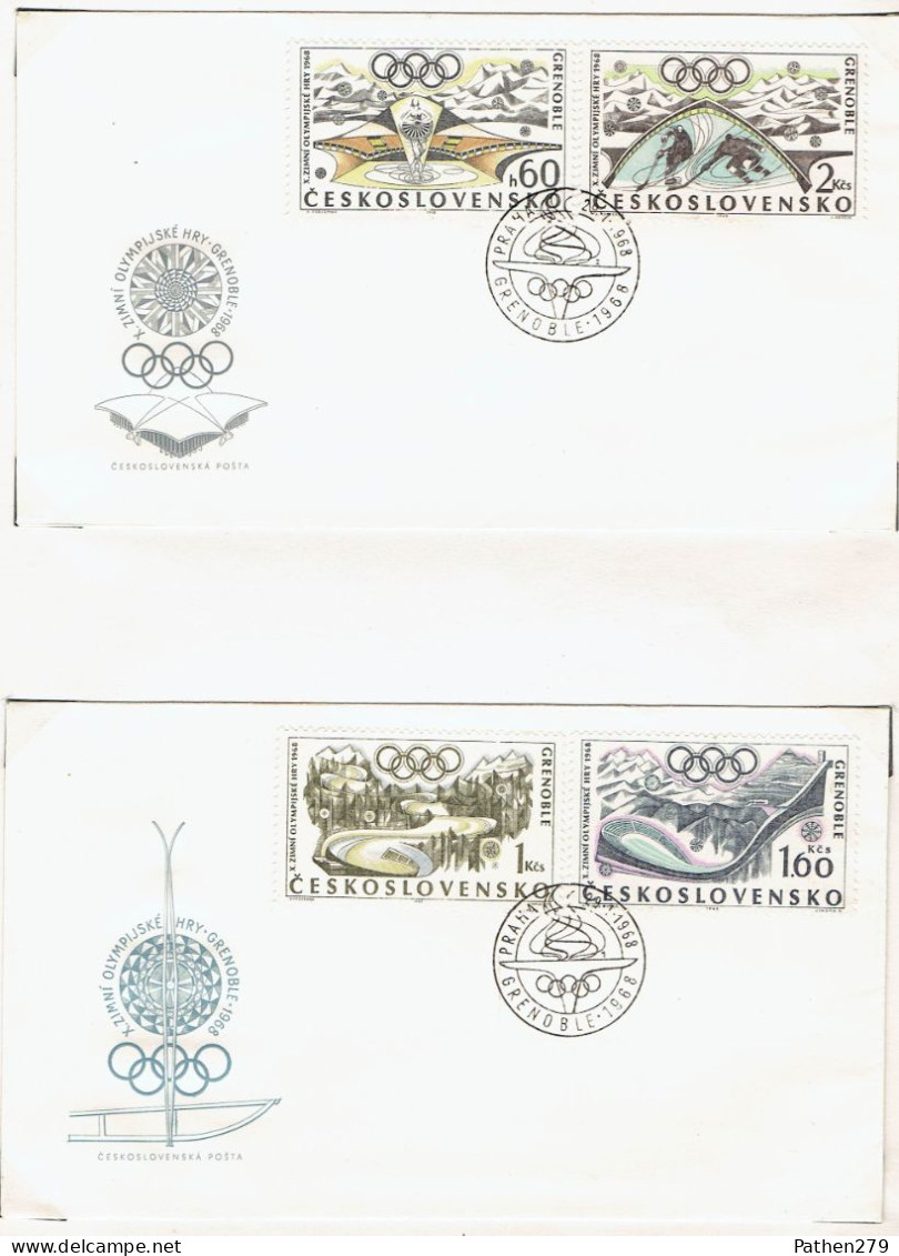 Lot De  2 Enveloppes 1er Jour FDC Jeux Olympiques D'hiver De Grenoble 1968 - FDC