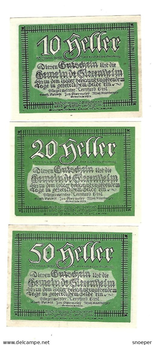 **notgeld   Austria   Siezenheim Serie Compleet  996.1a - Autriche