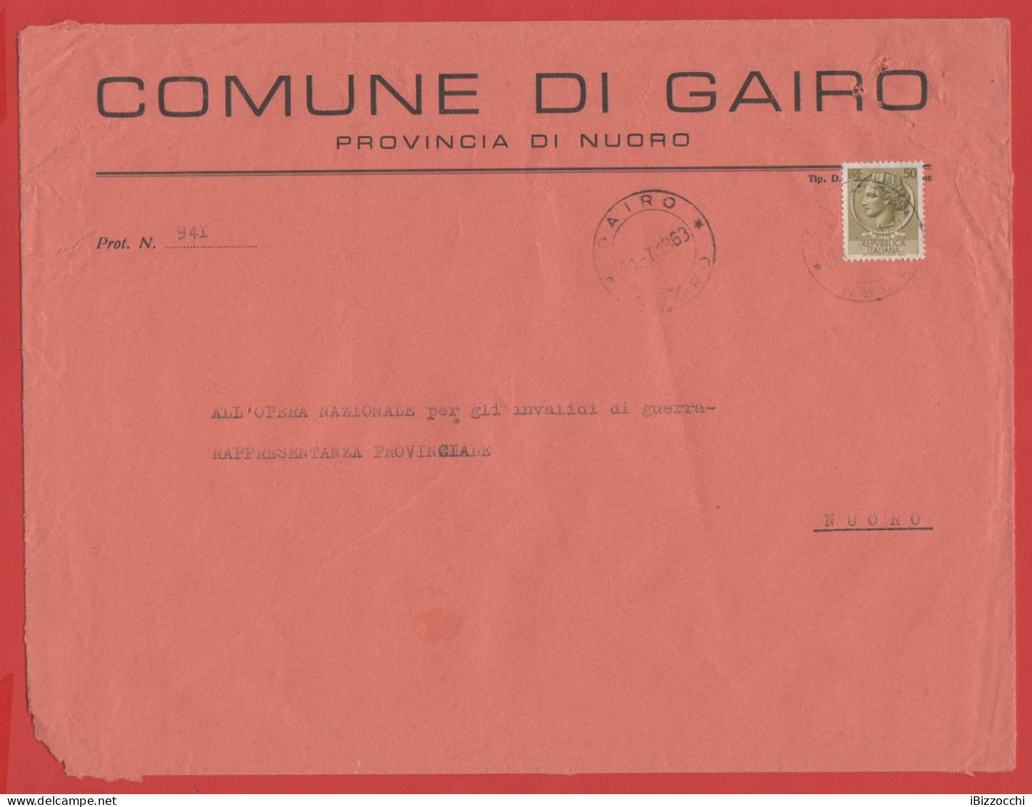 ITALIA - Storia Postale Repubblica - 1964 - 50 Antica Moneta Siracusana (Isolato) - Viaggiata Da Gairo Per Nuoro - 1946-60: Storia Postale