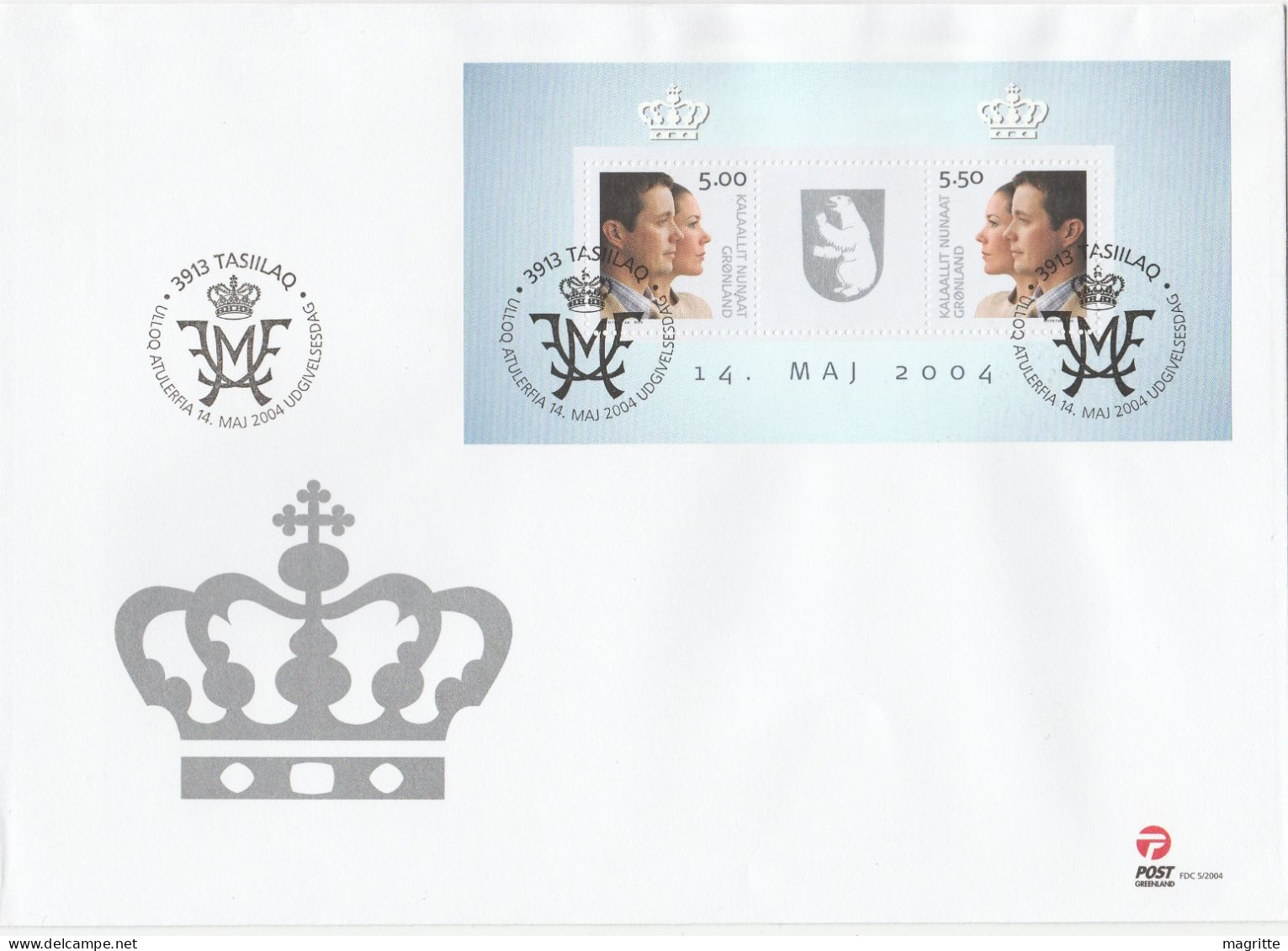 Danemark Feroe Groenland 2004 FDC 's Mariage Royal Danmark Denmark Faroe Foroyar Greenland Royal Wedding FDC's - Emisiones Comunes