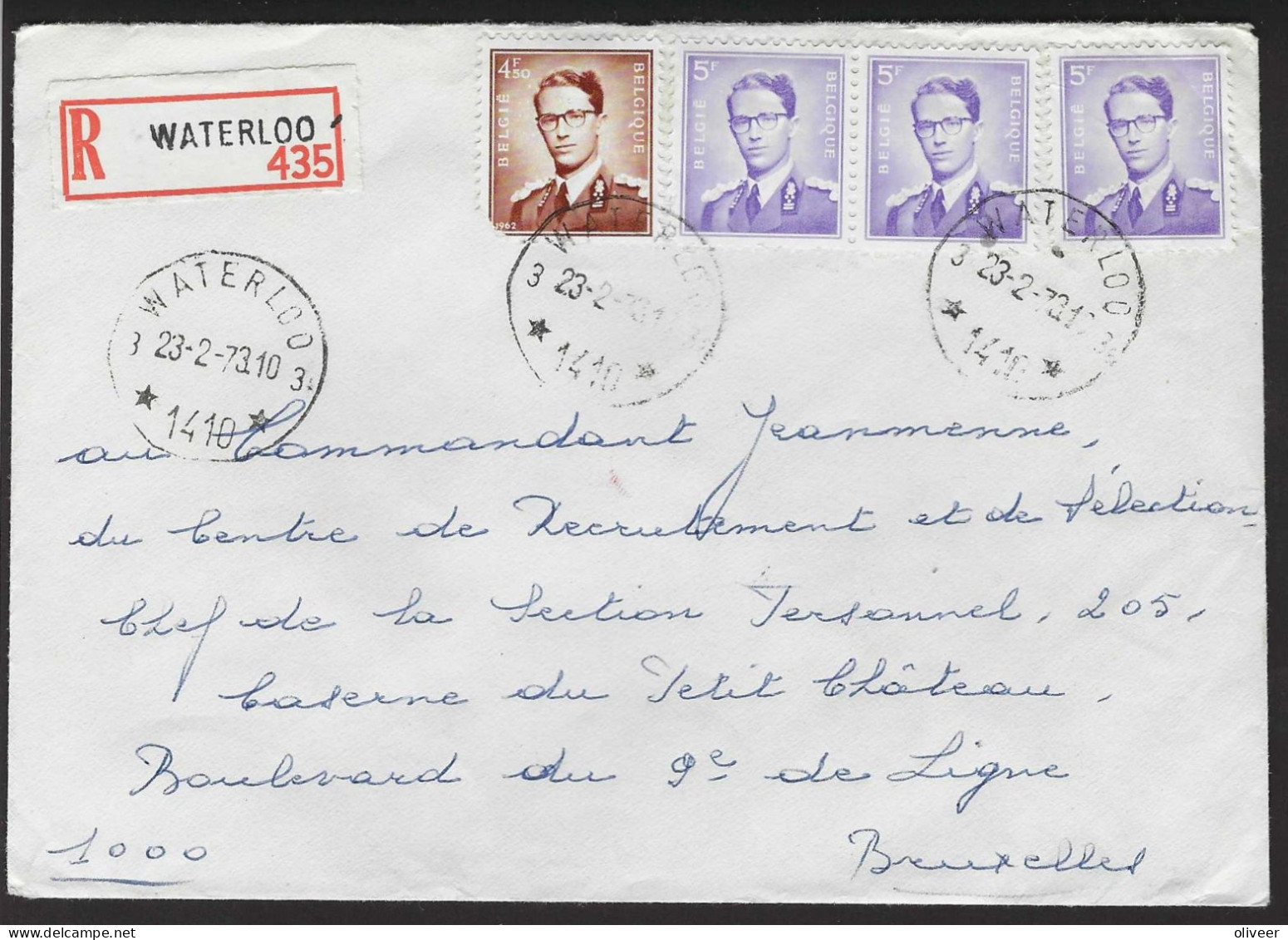 Aangetekende Brief Sterstempel WATERLOO 3 - 1973 - Postmarks With Stars
