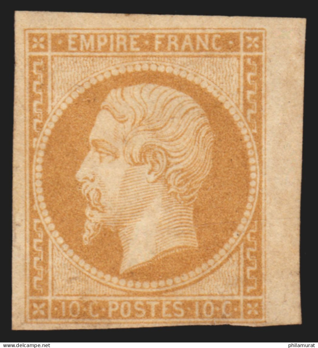 N°13A, Bord De Feuille, Napoléon 10c Bistre, Type I, Neuf (*) - TB D'ASPECT - 1853-1860 Napoleone III