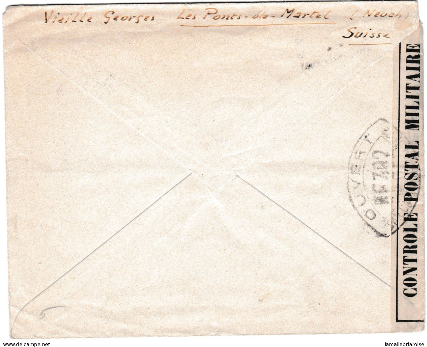 Suisse, Enveloppe Des Ponts De Martel Avec Marque De Censure - Storia Postale