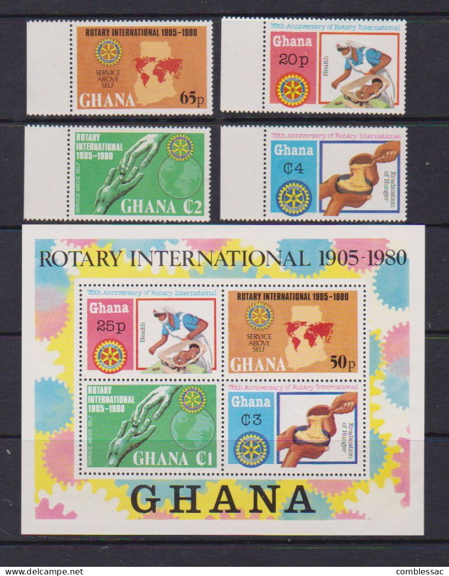 GHANA    1980      75th  Anniv  Of  Rotary  International   Set  Of  4  +  Sheetlet     MNH - Ghana (1957-...)