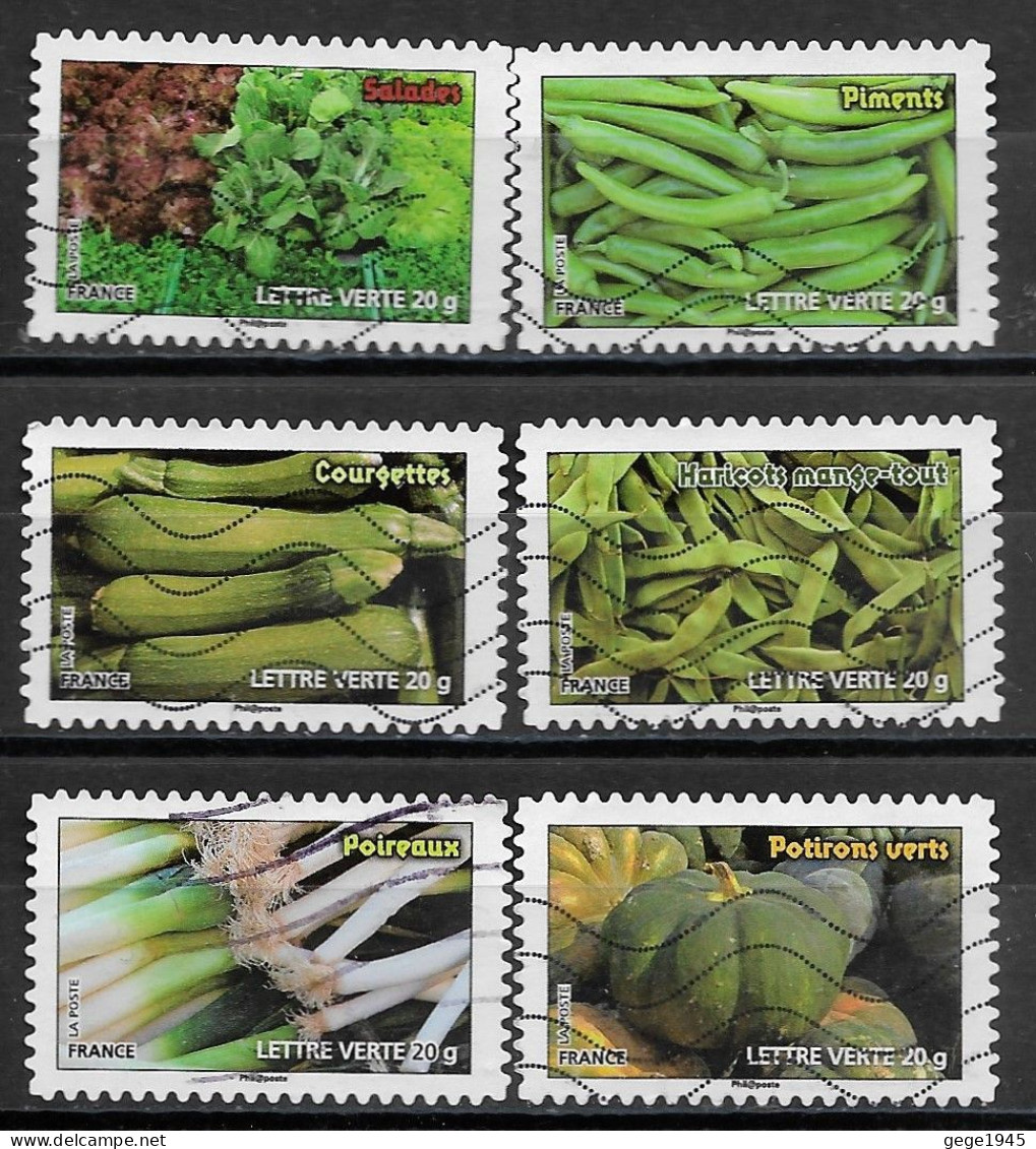 - France 2012  Oblitéré Autoadhésif  N°  740 - 741 - 744 - 745  - 746 - 749   -   Les Légumes - Used Stamps