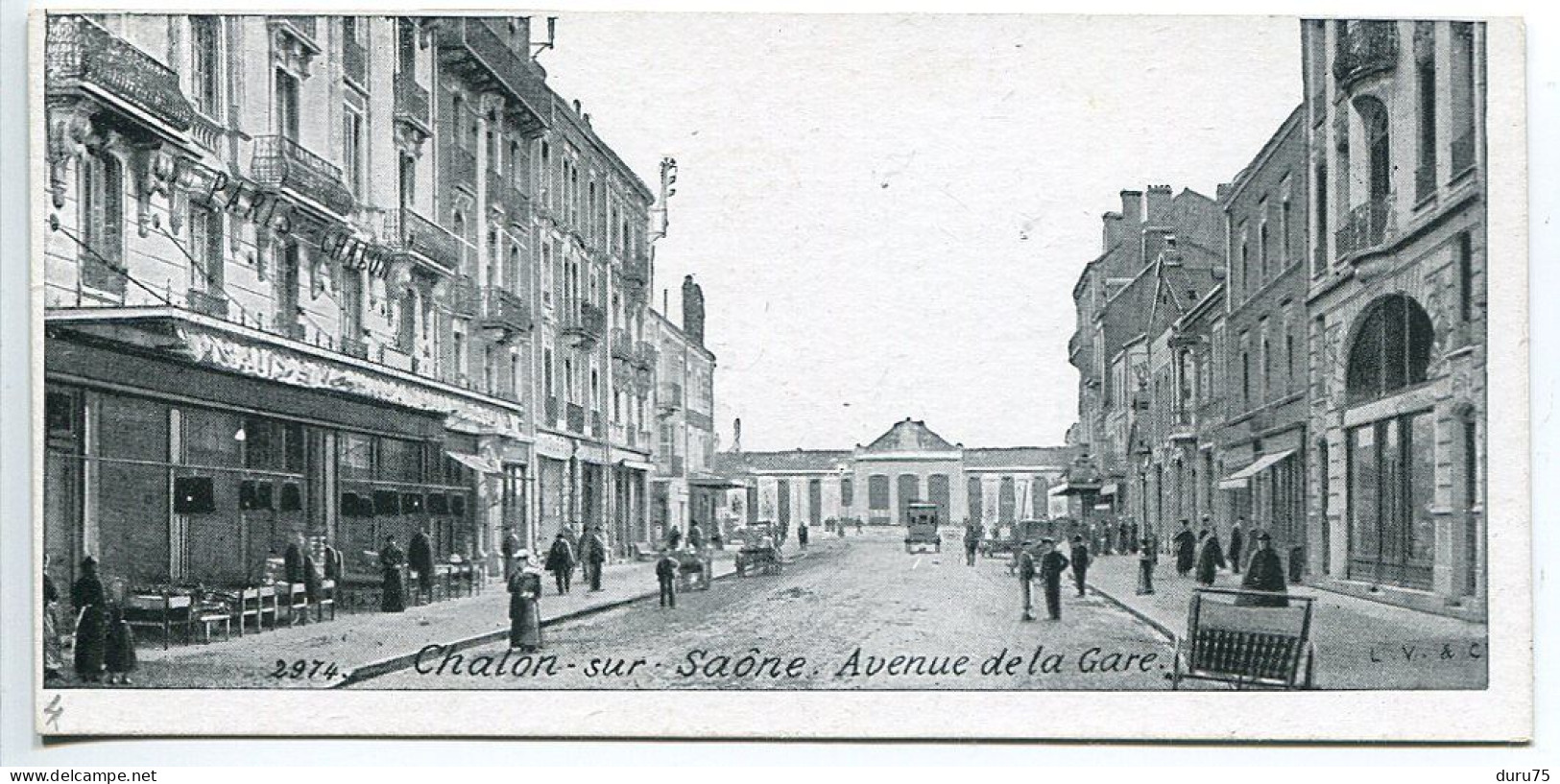 CPA 6,50 X 13,30 Cm * CHALON Sur SAÔNE Avenue De La Gare ( Animée ) Editeur L.V. & Cie N° 2974 - Chalon Sur Saone