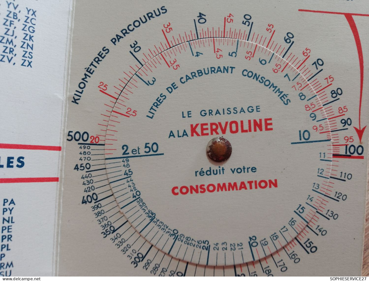 561 // "KERVOLINE" Lubrifiant Moteur / LETTRES D'IMMATRICULATION / CALCUL CONSOMMATION CARBURANT - Unclassified