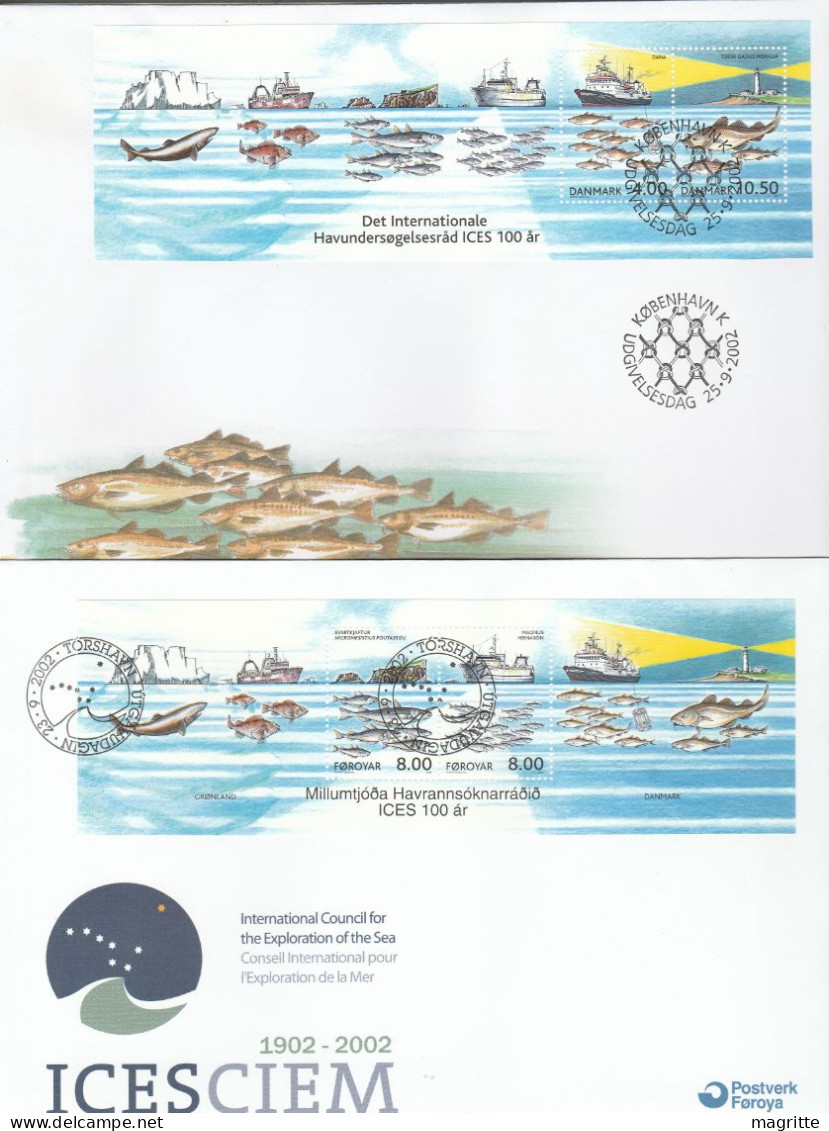 ICES 2002 Danemark Feroe Groenland FDC 's Requin Poissons Danmark Denmark Faroe Foroyar Greenland FDC's Sea Shark Fish - Gezamelijke Uitgaven