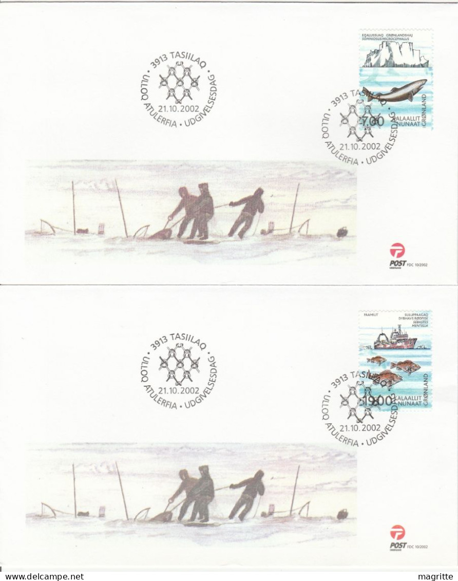 ICES 2002 Danemark Feroe Groenland FDC 's Requin Poissons Danmark Denmark Faroe Foroyar Greenland FDC's Sea Shark Fish - Emissioni Congiunte