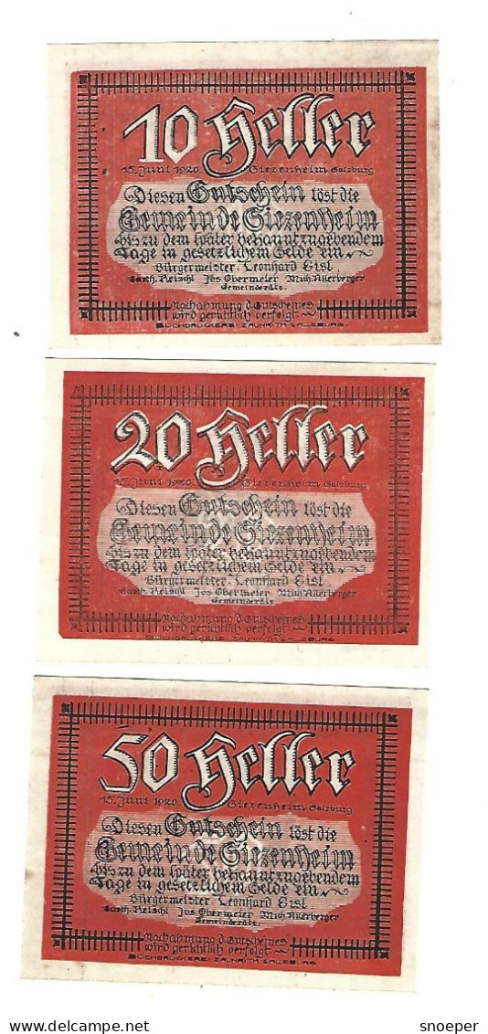 **notgeld   Austria   Siezenheim Serie Compleet  996.1b - Oesterreich