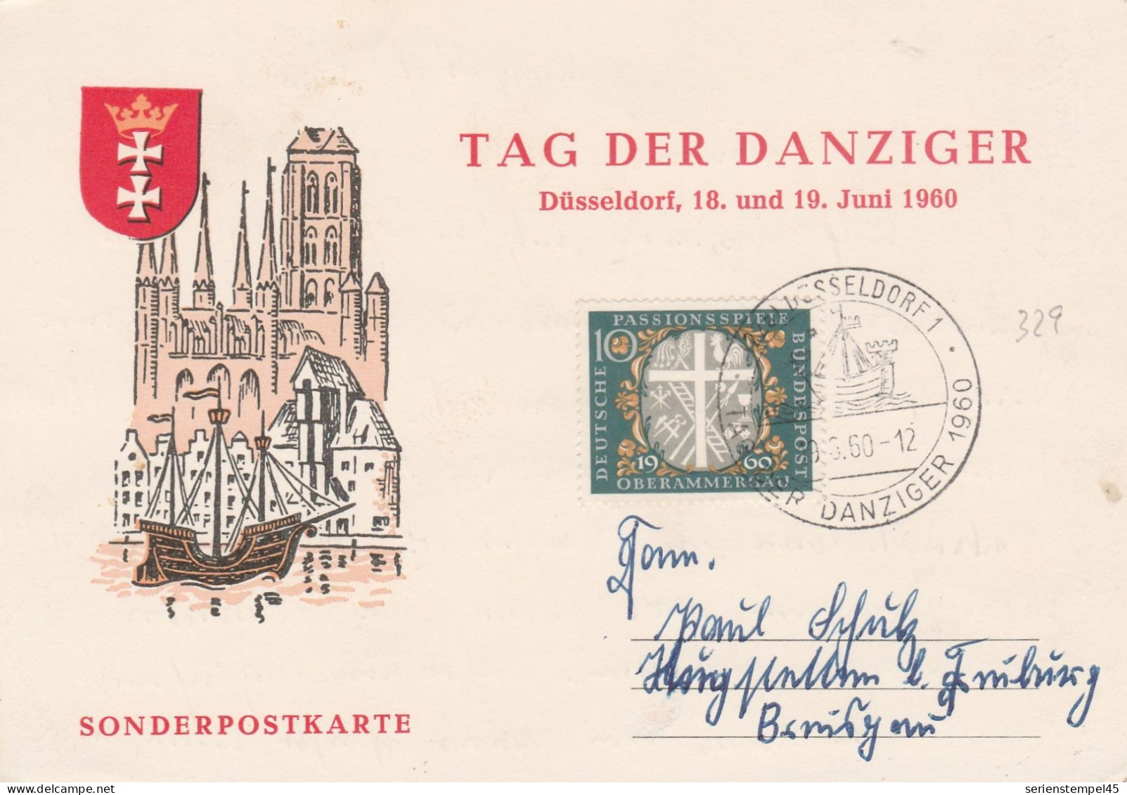 Sonderkarte Tag Der Danziger Düsseldorf 1960 Mit Sonderstempel - Danzig