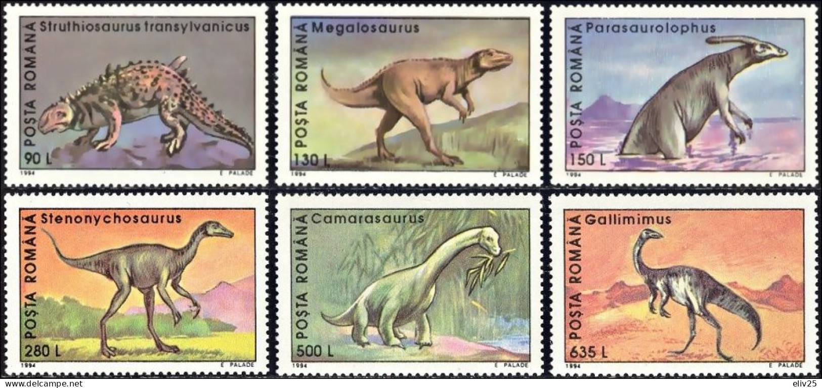 Romania 1994, Prehistoric Animals - 6 V. MNH - Prehistóricos