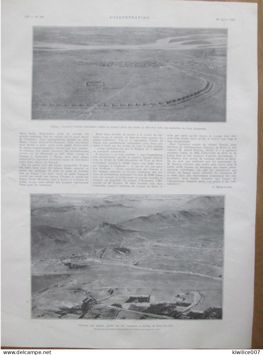 1924 La SYRIE  à Vol D Avion  BAALBEK  ALEP  Damas Rakka Euphate  Palmyre Chateau Kalat  Ibn Man - Unclassified