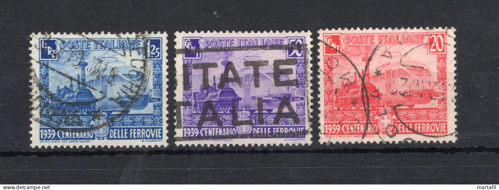 1939 REGNO SET USATO 449/451 Centenario Delle Ferrovie Italiane - Usados