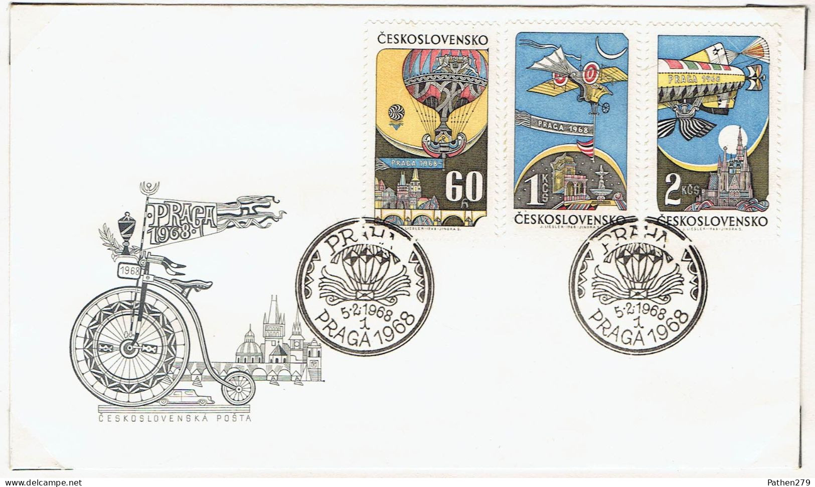 Enveloppe 1er Jour Tchécoslovaquie Exposition Philatélique De Prague - Aviation 1968 - FDC