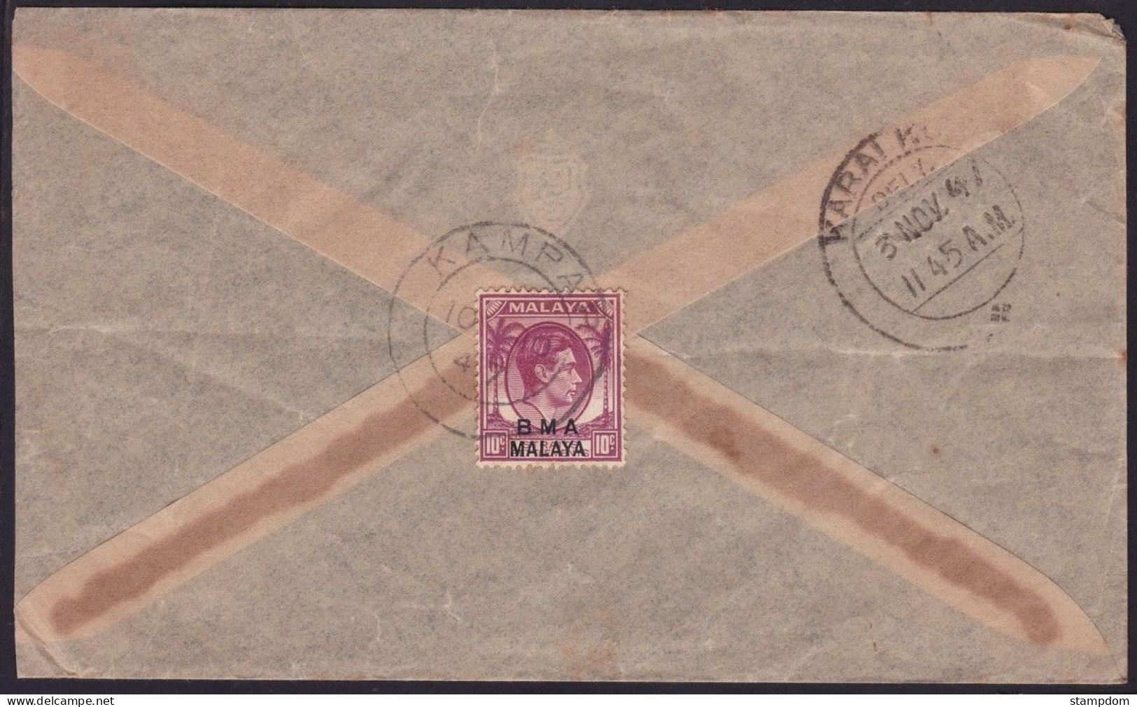 BMA MALAYA 1947 COVER Kampar To Indiia @D6770 - Malaya (British Military Administration)