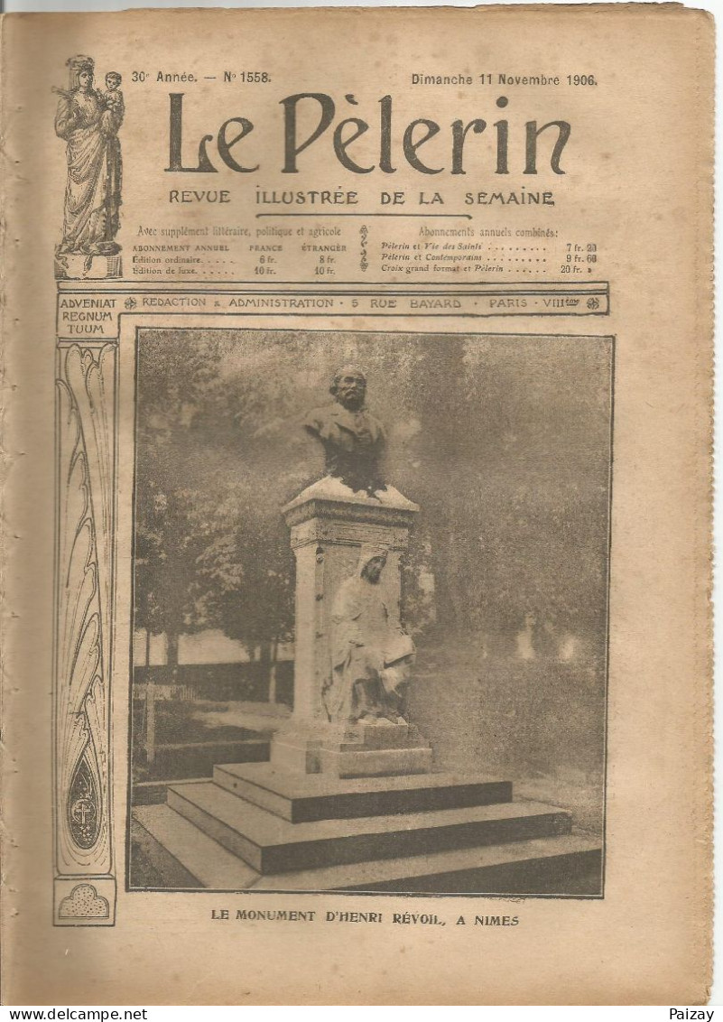 Le Pèlerin Revue Illustrée N° 1558 Dimanche 11 Novembre 1906 Revoil Nîmes Gard Maroc Sultan Train Atlantic City USA - Sonstige & Ohne Zuordnung