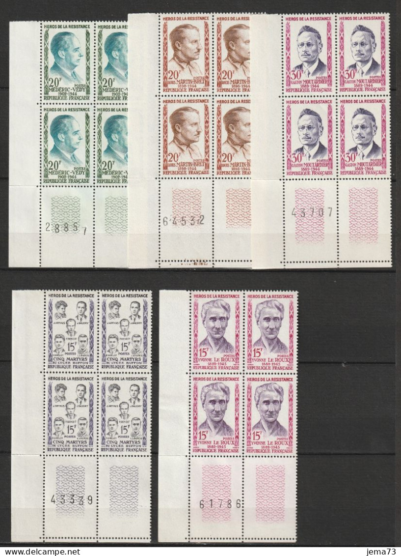 N° 1198 à 1203 Héros De La Résitance Beaux Bloc Sde 4 Timbres Neuf Impeccable: - Nuovi