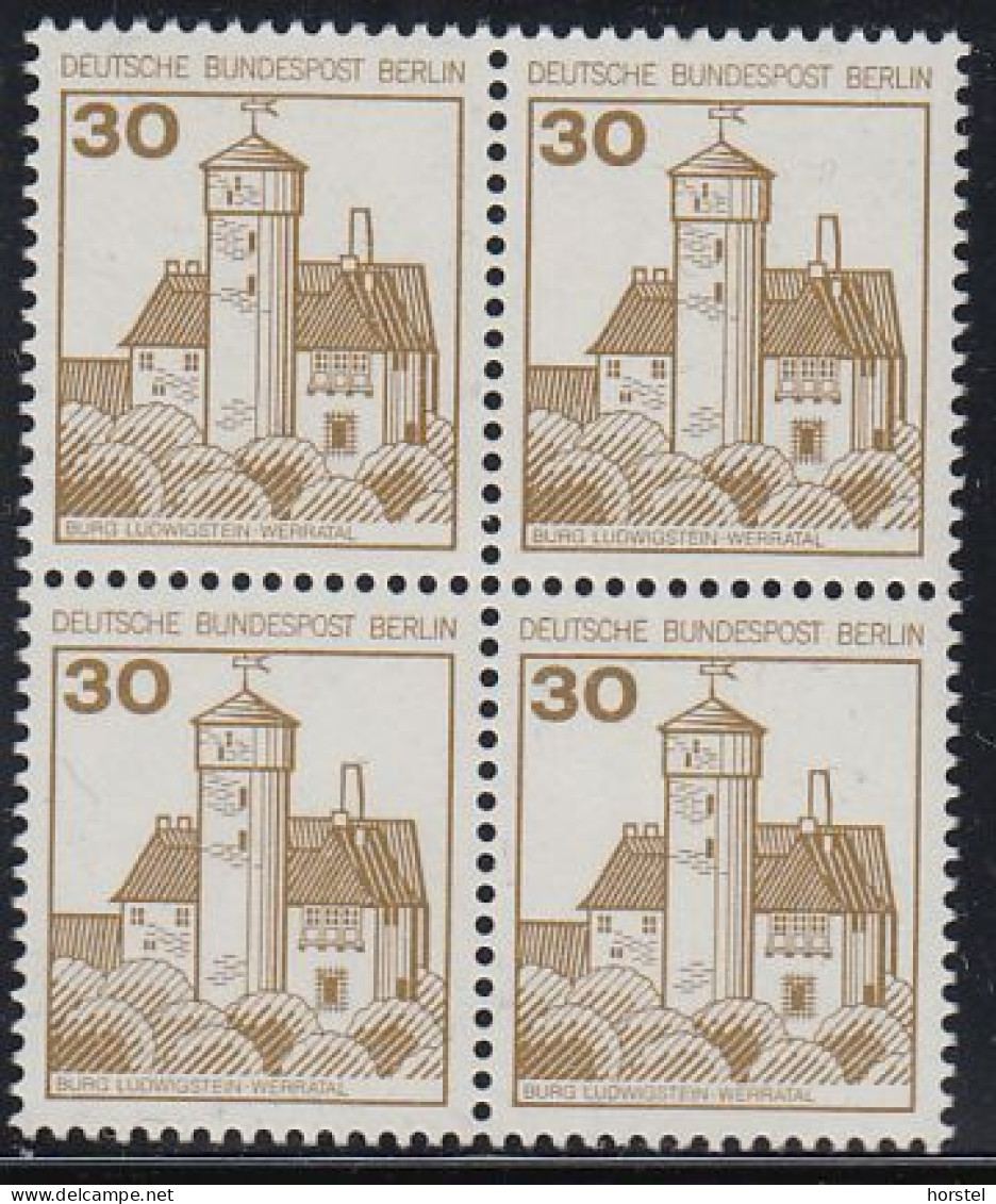 Berlin Mi.Nr.534 - Burgen Und Schlösser - Burg Ludwigstein - 4er Block - Postfrisch - Unused Stamps