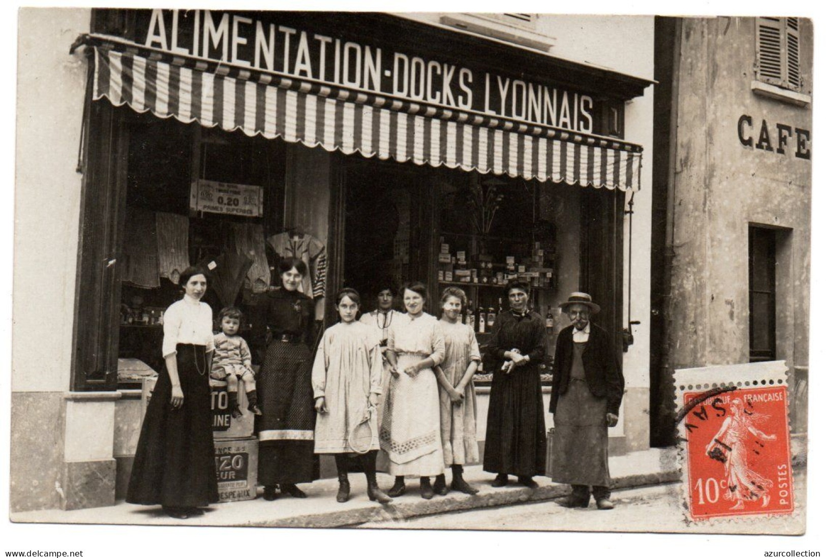 Devanture D'un Magasin D'alimentation " Docks Lyonnais " . Carte Photo Animée Non Située ( Lyon ? ) - Winkels