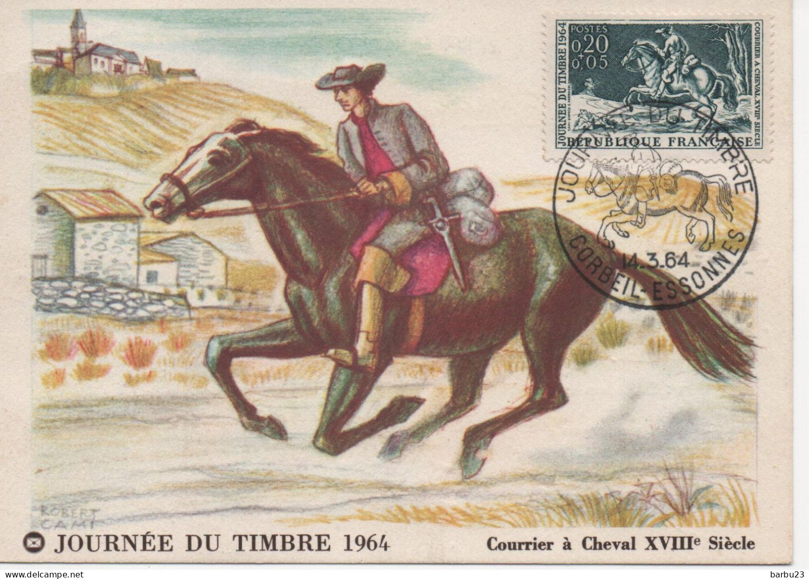 Carte Maximum Journée Du Timbre 1964 FDC Corbeil Essonnes Au Dos Menu Signé Des Convives - 1960-1969