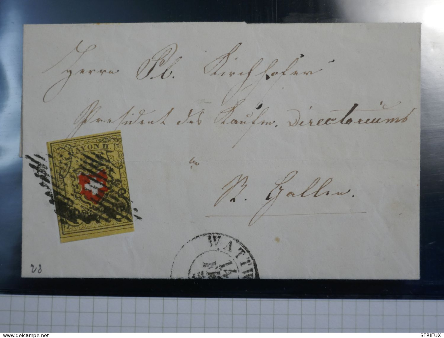 DN11 FRANCE BELLE LETTRE RR 1854 A ST GALLEN +VU M. BEHR .DISPERSION COLLECTION ++++ - Postmark Collection