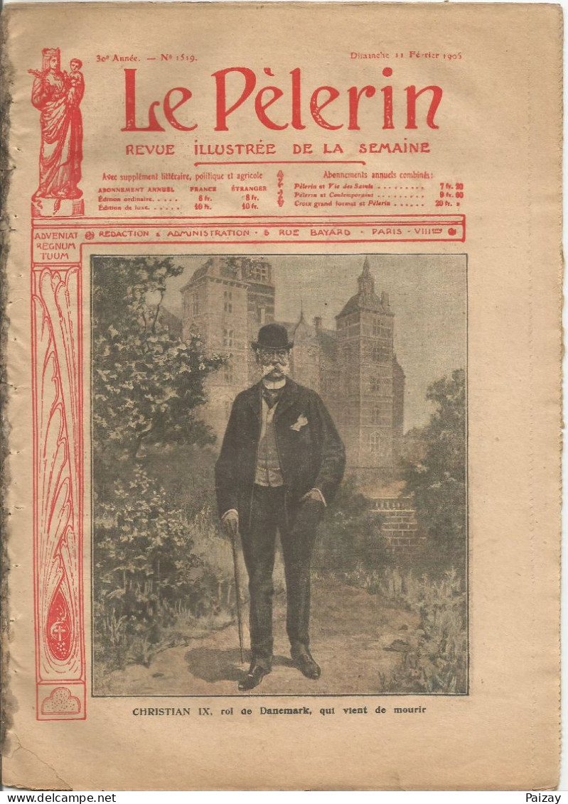 Le Pèlerin Revue Illustrée N° 1519 Du 11 Février 1906 Danemark Saint Omer Sépulcre Paris Eglise Clotilde Sanglant Invent - Autres & Non Classés