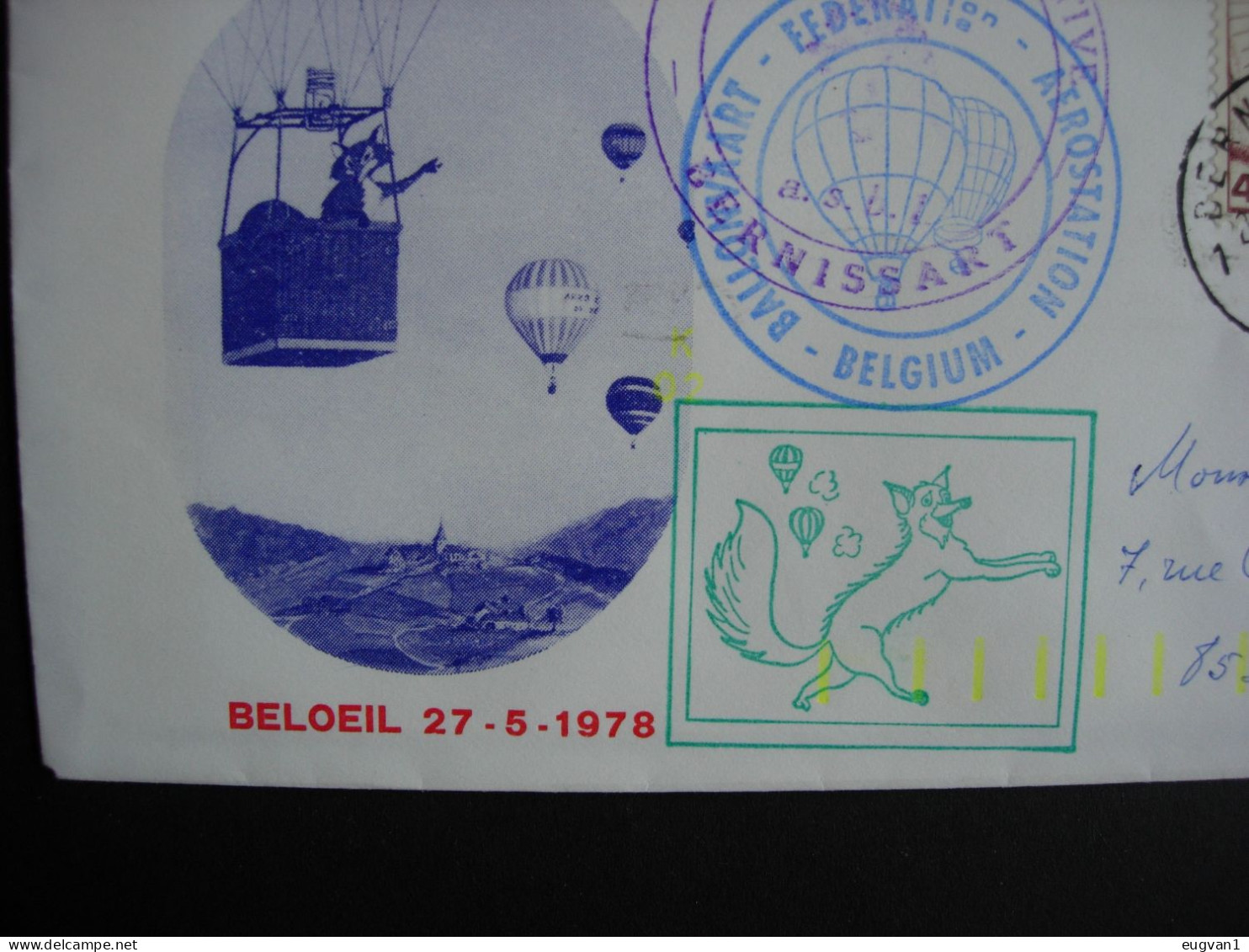 Belgique. Challenge Prince De Ligne. Vol Par Montgolfière Beloeil 27.5.1978. Atterrissage Bernissart. - Airships
